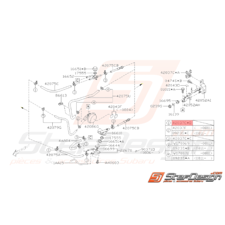Collier de durite Essence Origine Subaru GT 93-98 WRX STI 01-1433695