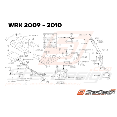 Schéma Canister et Tuyau Remplissage Carburant Origine Subaru WRX 09-10 STI 08-1233771