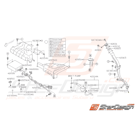 Schéma Canister et Tuyau Remplissage Carburant Origine Subaru STI 12-1433778