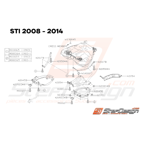 Schéma Bande de Support de Réservoir Origine Subaru WRX STI 08-1433780