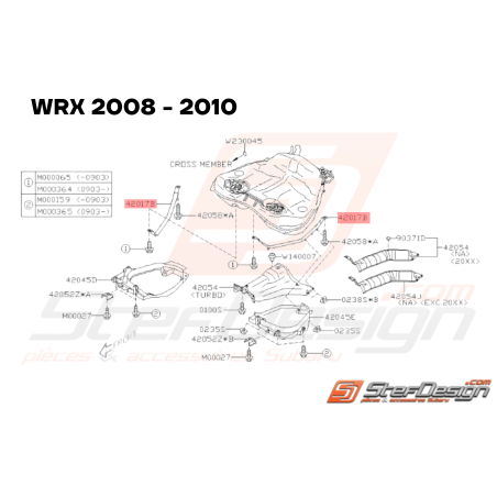Bande Support Gauche du Réservoir Origine Subaru WRX STI 08-1433815