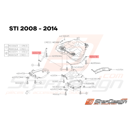 Bande Support Gauche du Réservoir Origine Subaru WRX STI 08-1433816