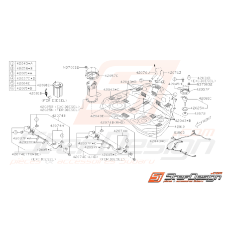 Schéma Réservoir de Carburant Origine Subaru WRX 2008 - 201033821