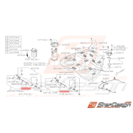 Dispositif de Retenue Origine Subaru GT 98 - 00 WRX STI 08 - 1433823