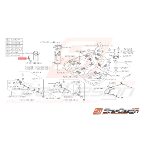 Capteur de niveau d'essence origine Subaru WRX STI 2008 - 201433828