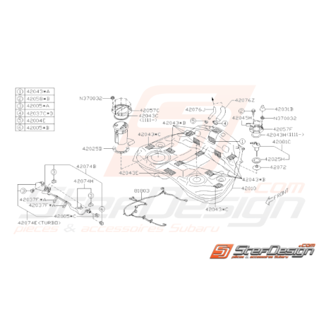 Schéma Réservoir de Carburant Origine Subaru STI 2008 - 201433855