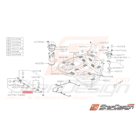 Dispositif de Retenue Origine Subaru GT 98 - 00 WRX STI 08 - 1433857