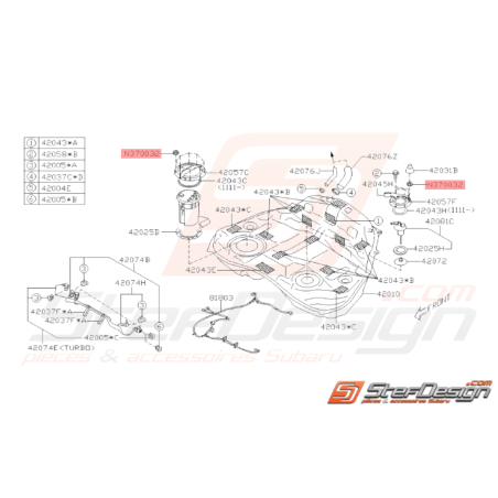 Écrou de fixation de puits de jauge SUBARU GT 99-00 WRX STI 01-1433869