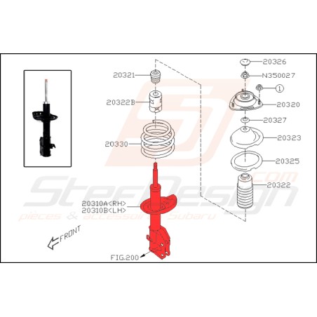 Amortisseur avant origine pour subaru forester SJ EJ20F 201533872