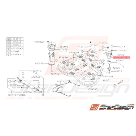 Coussin Plaque de Pompe Carburant Origine Subaru STI 11/2011 - 201433907