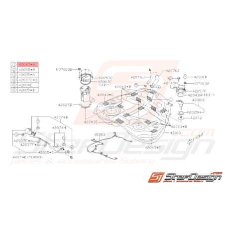 Butée Réservoir de Carburant Origine Subaru GT 93-00 WRX STI 01-14 Forester Turbo 97-02/05-0733913