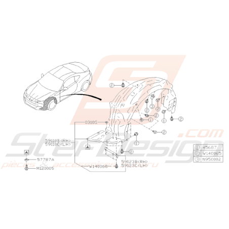 Schéma Passage de roue  Avant Origine Subaru BRZ /GT86 2013 - 201933997
