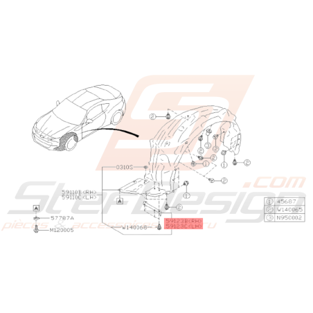 Plaque Pare Boue Avant Origine Subaru BRZ 2013 - 201933998