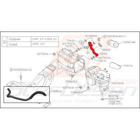 Durite de chauffage origine pour Subaru forester SF5 EJ20234033