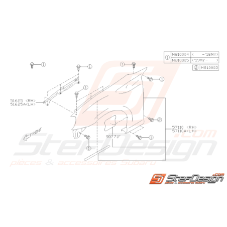 Schéma Aile Avant Origine Subaru BRZ GT 86 2013 - 201934065