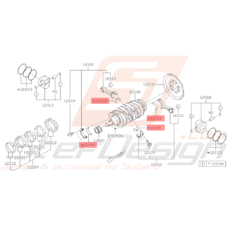 Coussinet de bielle origine Subaru BRZ / Toyota GT 86 2013-201934069