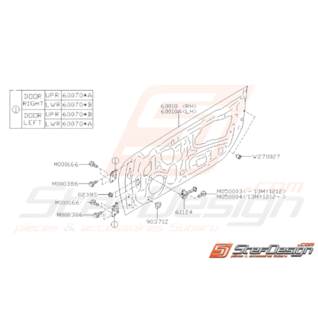 Schéma Panneau de Porte Avant Origine Subaru BRZ 2013 - 201934071