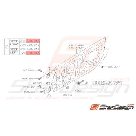 Charnière de porte Origine Subaru BRZ 2013 - 201934074