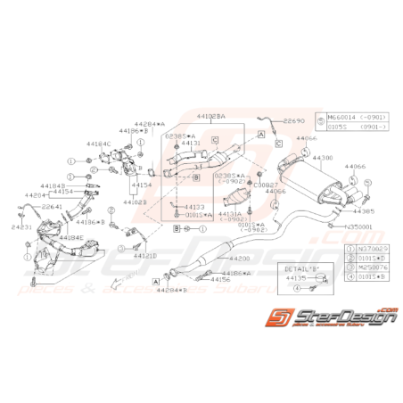 Schéma Intermédiaire et Silencieux Origine Subaru STI 2008 - 201034106