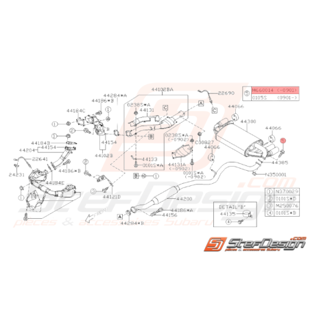 Vis échappement intermédiaire silencieux GT WRX STI34122