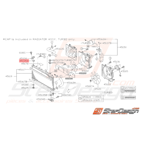 Silent bloc supérieur de radiateur SUBARU WRX STI 01-14 BRZ 13-19 FORESTER 05-0734216