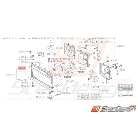 Garniture de Radiateur de clim Origine Subaru WRX 01-03 / 08-10 STI 01-05 / 08-1434218