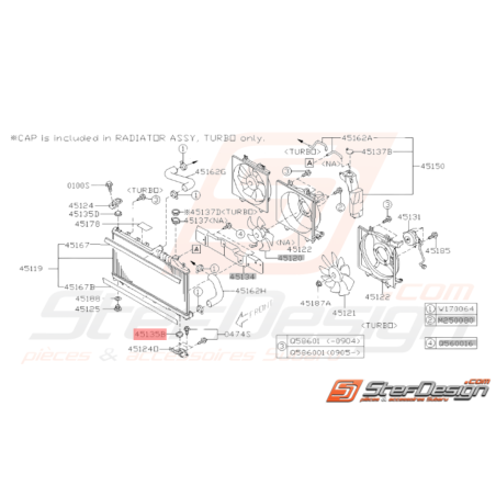 Silent bloc inférieur radiateur Origine Subaru WRX STI 01-14 BRZ 13-1934223