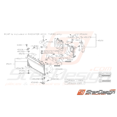 Schéma Radiateur et Ventilateur Origine Subaru WRX 2008 - 201034228