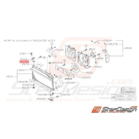 Silent bloc supérieur de radiateur SUBARU WRX STI 01-14 BRZ 13-19 FORESTER 05-0734243