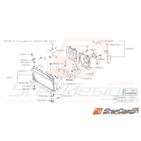 Schéma Radiateur et Ventilateur Origine Subaru STI 2008 - 201434255