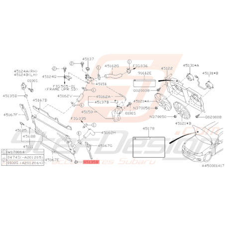 Silent bloc inférieur radiateur Origine Subaru WRX STI 01-14 BRZ 13-1934306