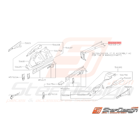 Longeron avant Origine Subaru WRX STI 2008 - 201434334