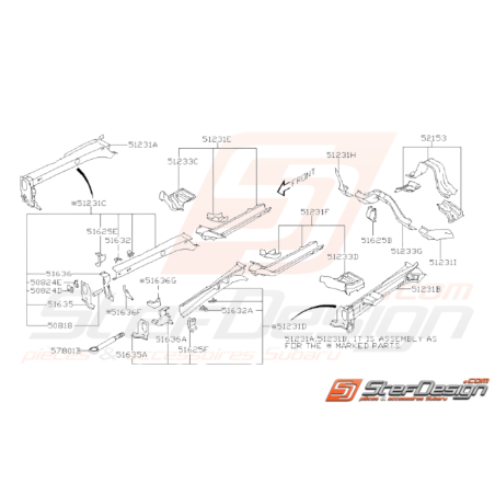 Schéma Partie Inférieur Compartiment Moteur Origine Subaru WRX STI 08 - 1434345