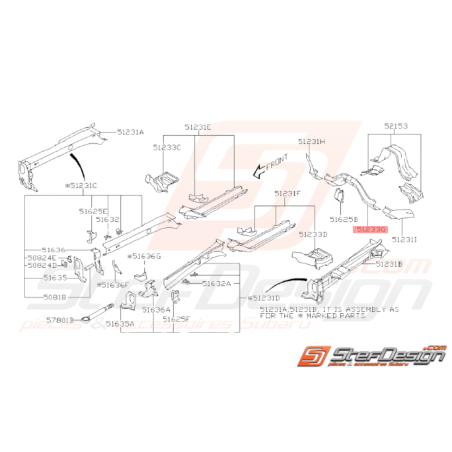 Renfort Tunnel Plancher Incliné Origine Subaru WRX STI 200834370