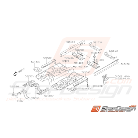 Schéma de Plancher Avant Origine Subaru WRX STI 2008 - 201434374