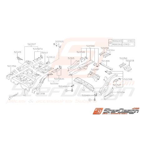 Schéma de Plancher Arrière Origine Subaru WRX STI 2008 - 201434424