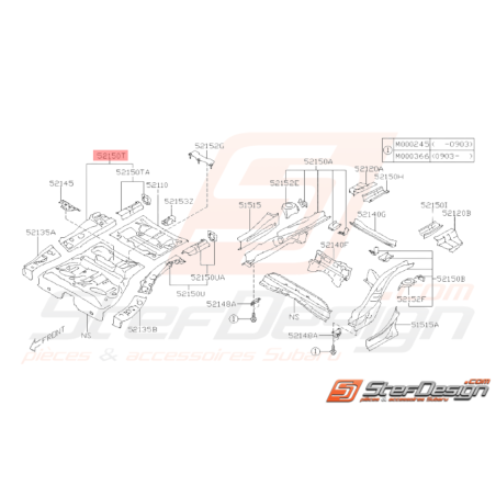 Renfort de Plancher Supérieur Arrière Origine Subaru WRX STI 2011 - 201434437