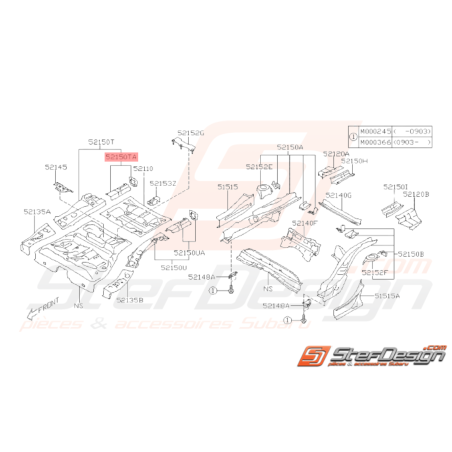 Longeron de Châssis Supérieur Arrière Origine Subaru WRX STI 08 - 1034438