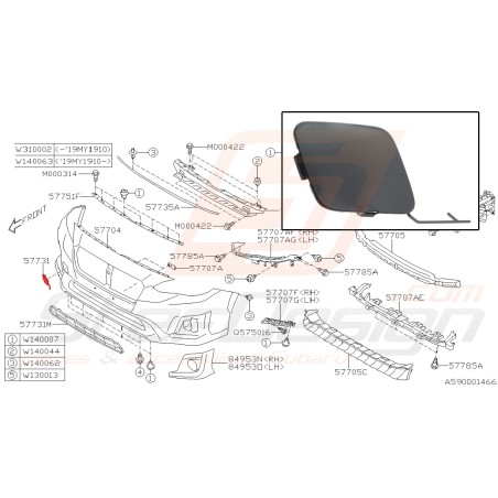 Cache crochet de remorquage avant pour subaru XV 201834445