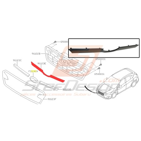 Moulure de grille de calandre pour subaru XV 201834461