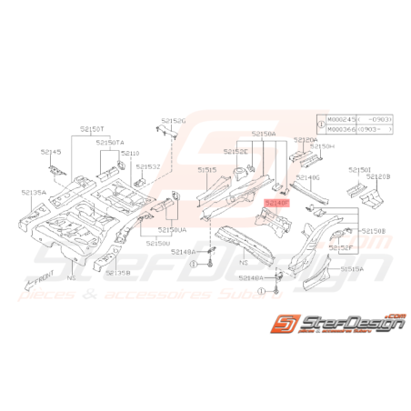 Traverse de Plancher Arrière Origine Subaru WRX STI 2008 - 201434462