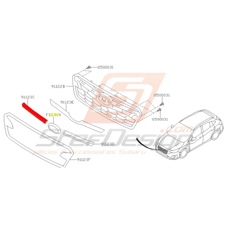 Moulure de calandre avant pour Subaru XV 201834465