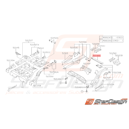 Traverse de Plancher Arrière Origine Subaru WRX STI 2008 - 201034467