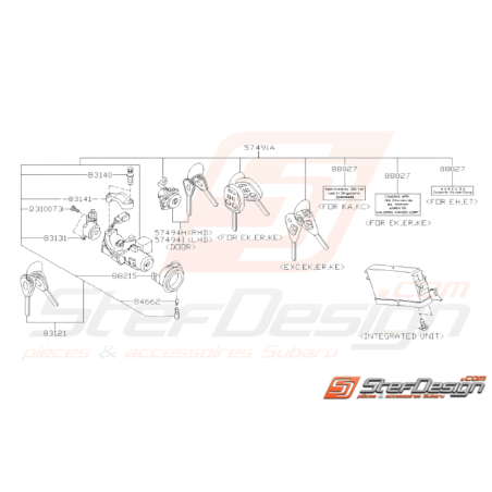 Schéma Serrures et Clés Origine Subaru WRX STI 2008 - 201434496