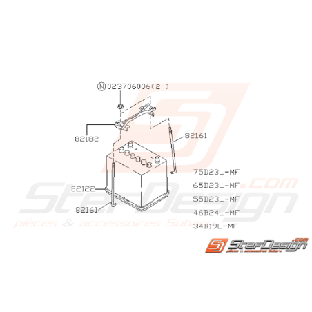 Schéma d'Equipement Batterie Origine Subaru GT 1993 - 200034559