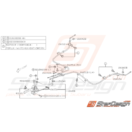 Schéma de Levier de Frein a Main Origine SUBARU WRX 200534561