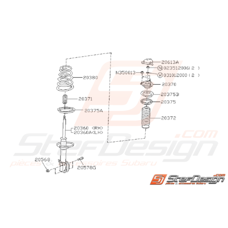 Schéma d'Amortisseur Arrière Origine SUBARU GT 1997 - 200034562