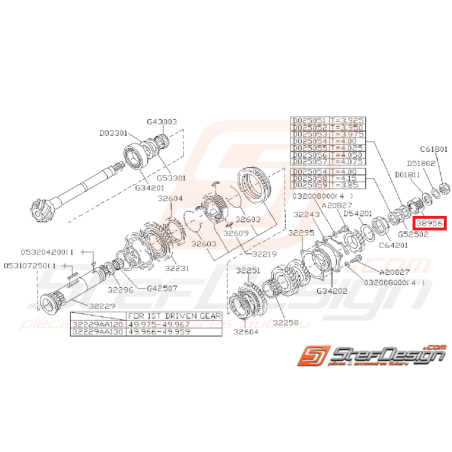 Manchon engrenage conique Boite 5 GT 93 - 00 WRX 01 - 1034580