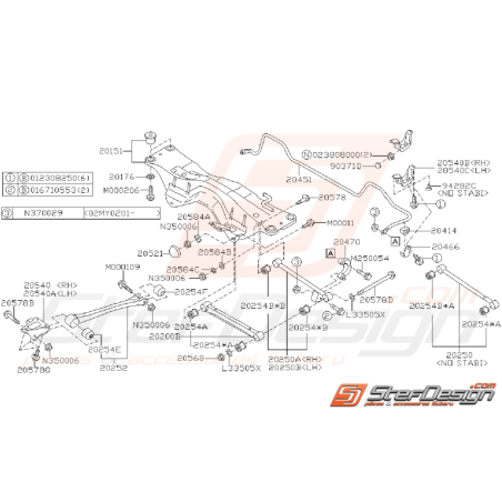 Schéma de Train Arrière Origine SUBARU STI 2003 - 200434606