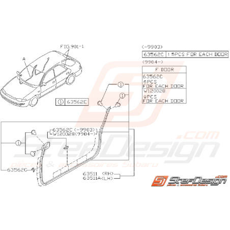 Schéma Joint d'étanchéité Porte Avant Origine SUBARU GT 93 - 0034610